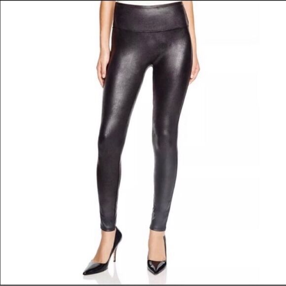 Spanx Faux Leather Shimmer Leggings Black XL - Picture 1 of 5